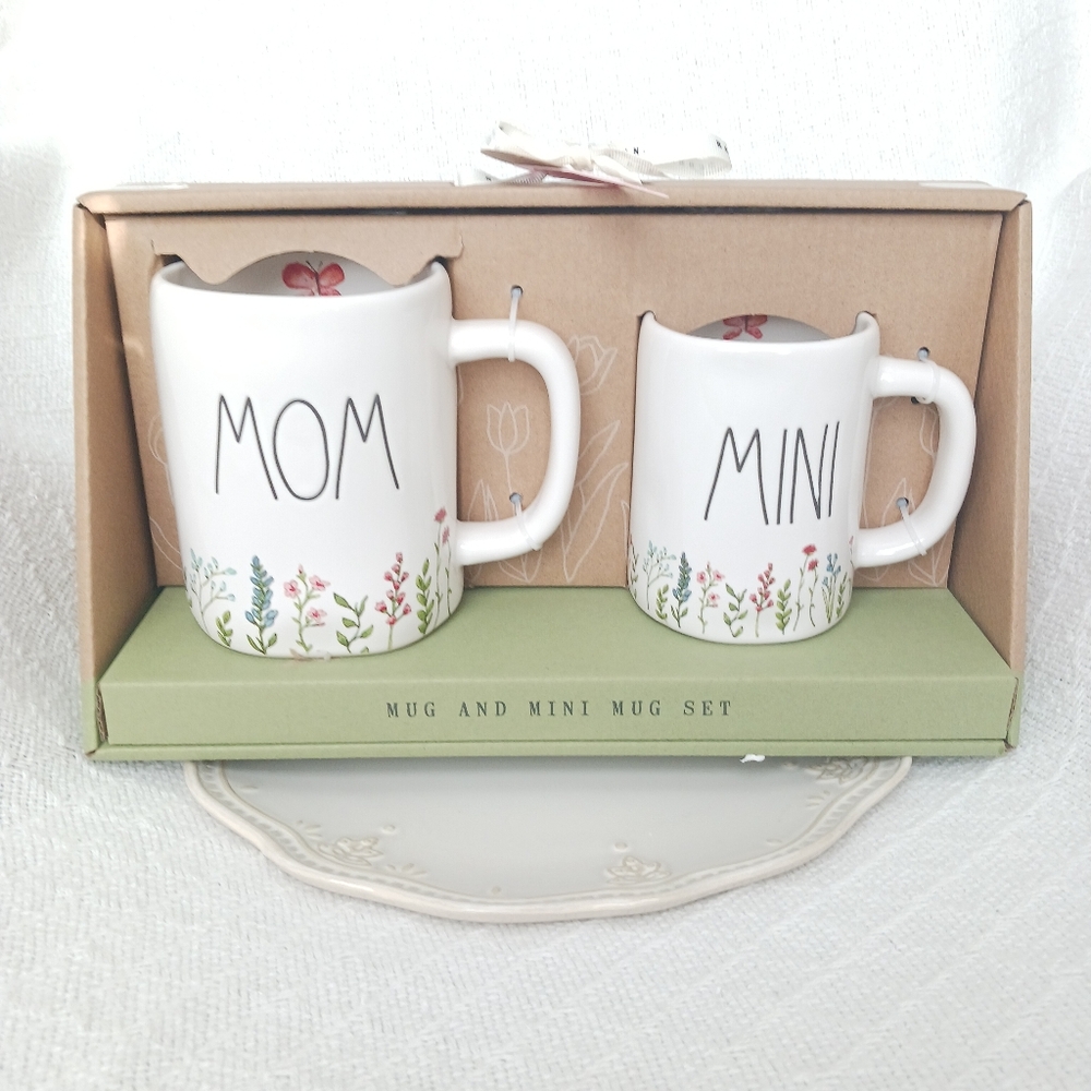 Rae Dunn Mom and Mini Floral Butterfly Ceramic Mug Gift Box Set - Picture 16 of 16